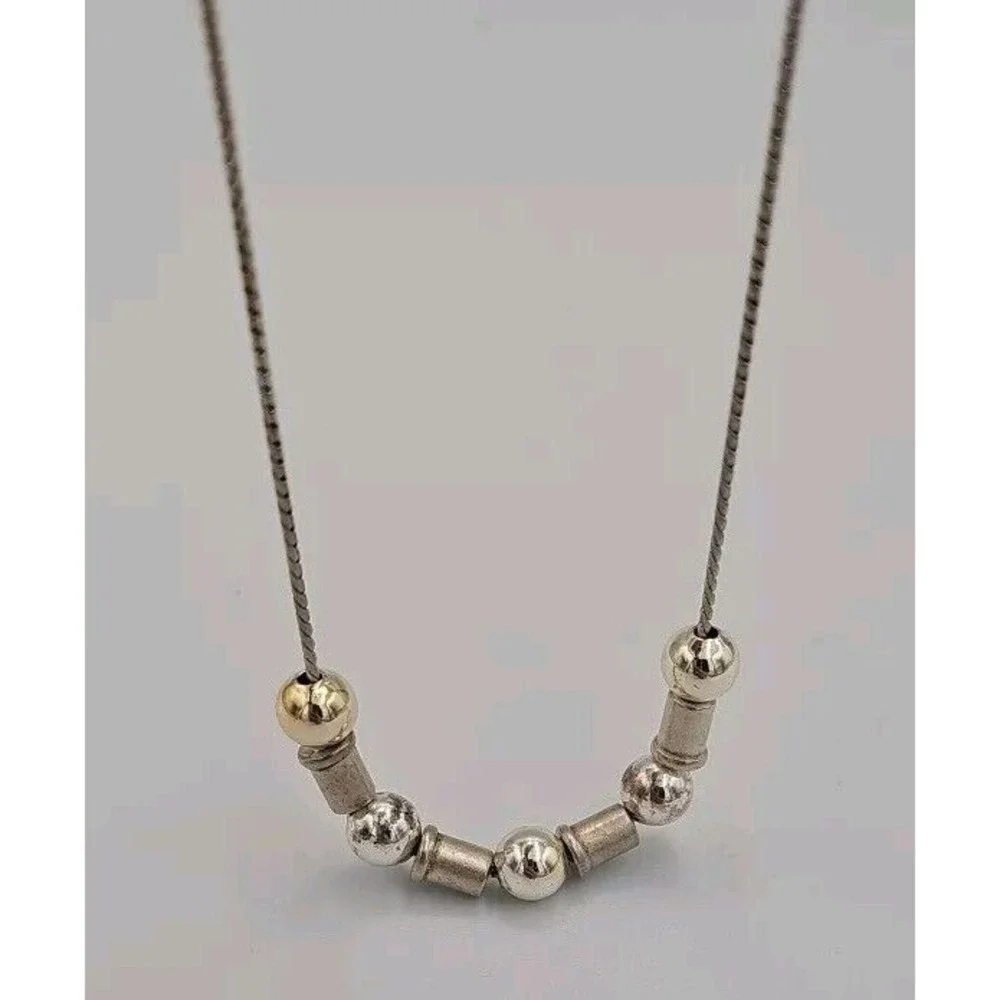 Napier Necklace Silver Tone Bead & Bar Adjustable‎ 16